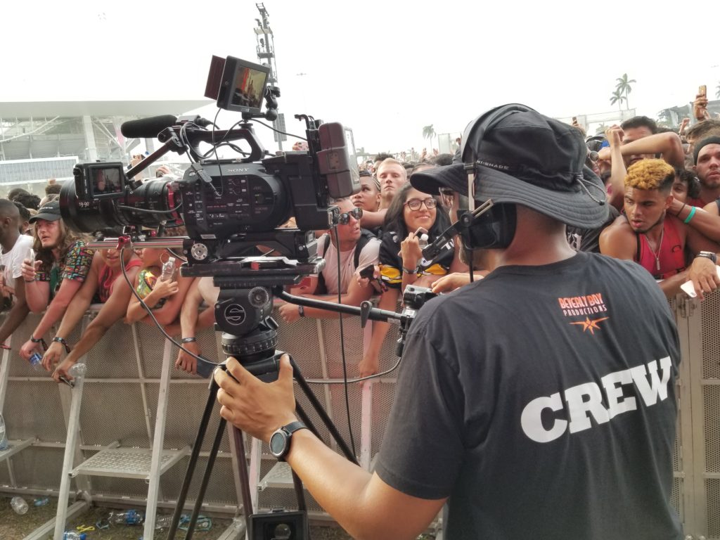 Filming on an FS7 at a live event
