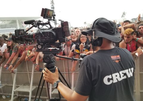 Filming on an FS7 at a live event